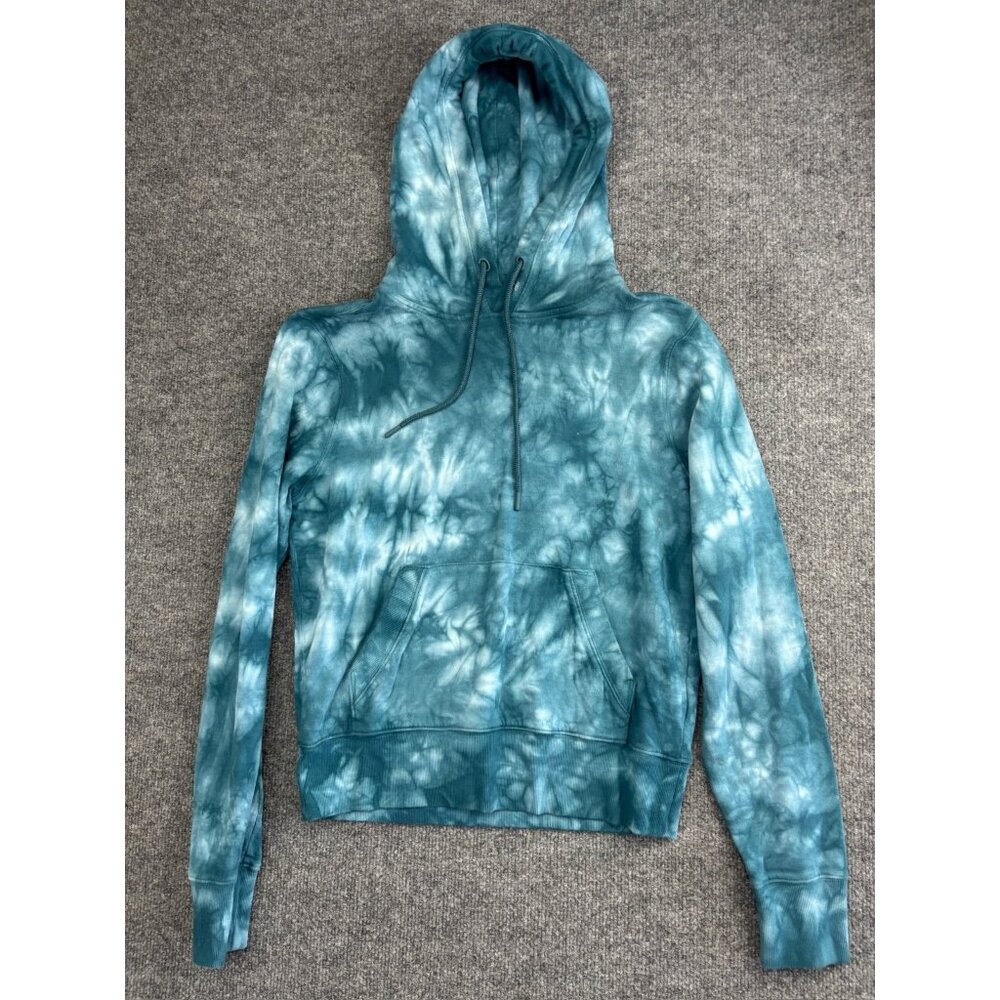 Athleta Pullover Hoodie Women's Small Blue Tie Dye Hooded Swesatshirt Pocket